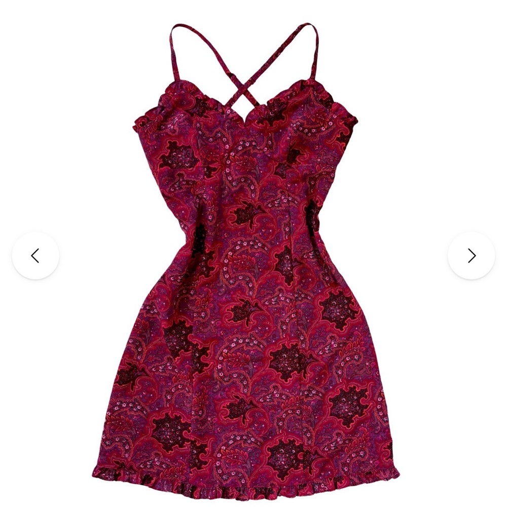 Express Red and Purple Paisley Midi Dress